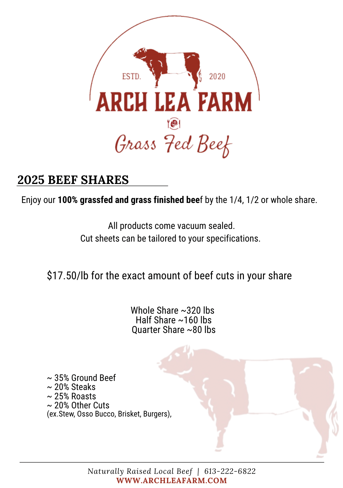 1/4 Beef Share DEPOSIT (Grass Fed/Finished)